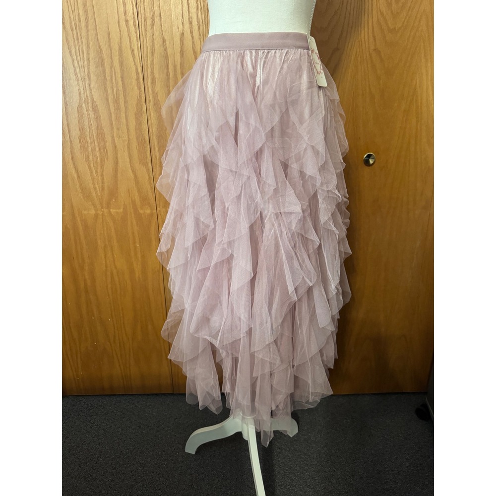 Womens Tulle Tiered Ruffle Maxi Skirt Strapless High Low Mesh Cover Up NWOT - Picture 10 of 10